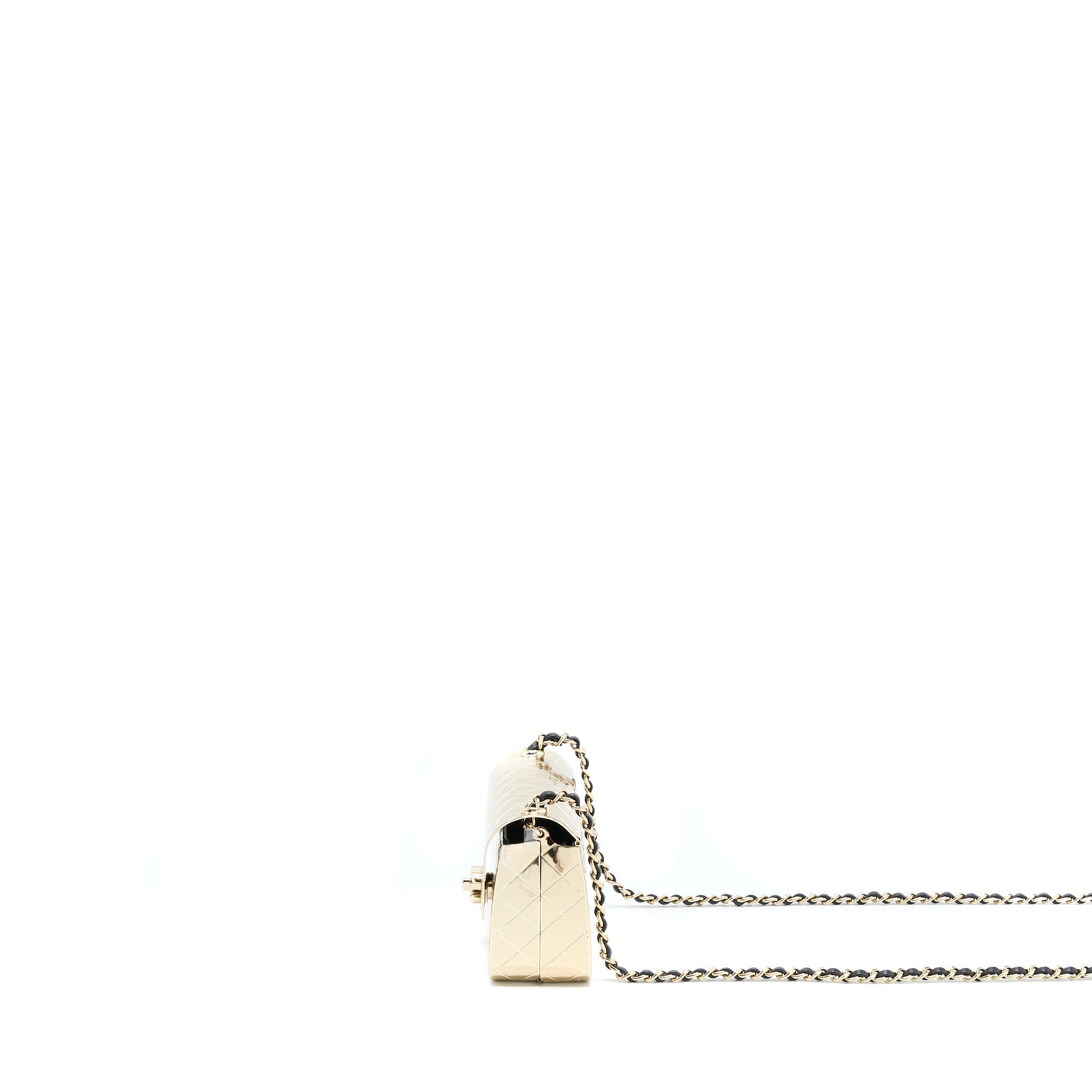 CHANEL MINI EVENING BAG GOLD TONE HAMMERED METAL AND GOLD TONE METAL (MICROCHIP )