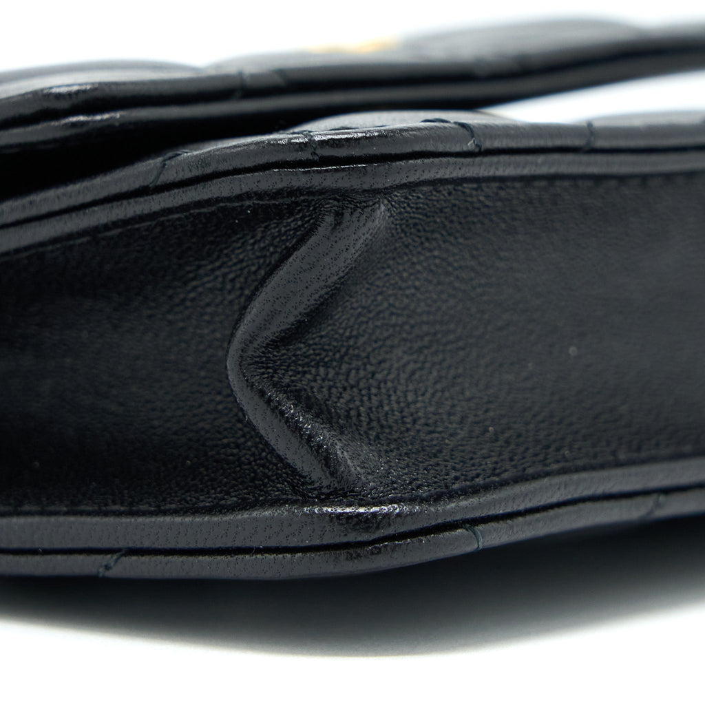 CHANEL JEWEL HOOK CARDHOLDER LAMBSKIN BLACK GHW