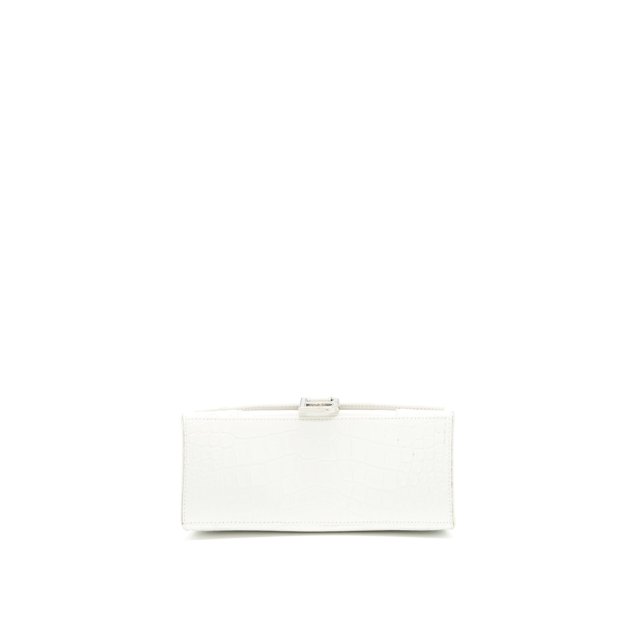 BALENCIAGA HOURGLASS S CROC EMBOSSED CALFSKIN WHITE SHW