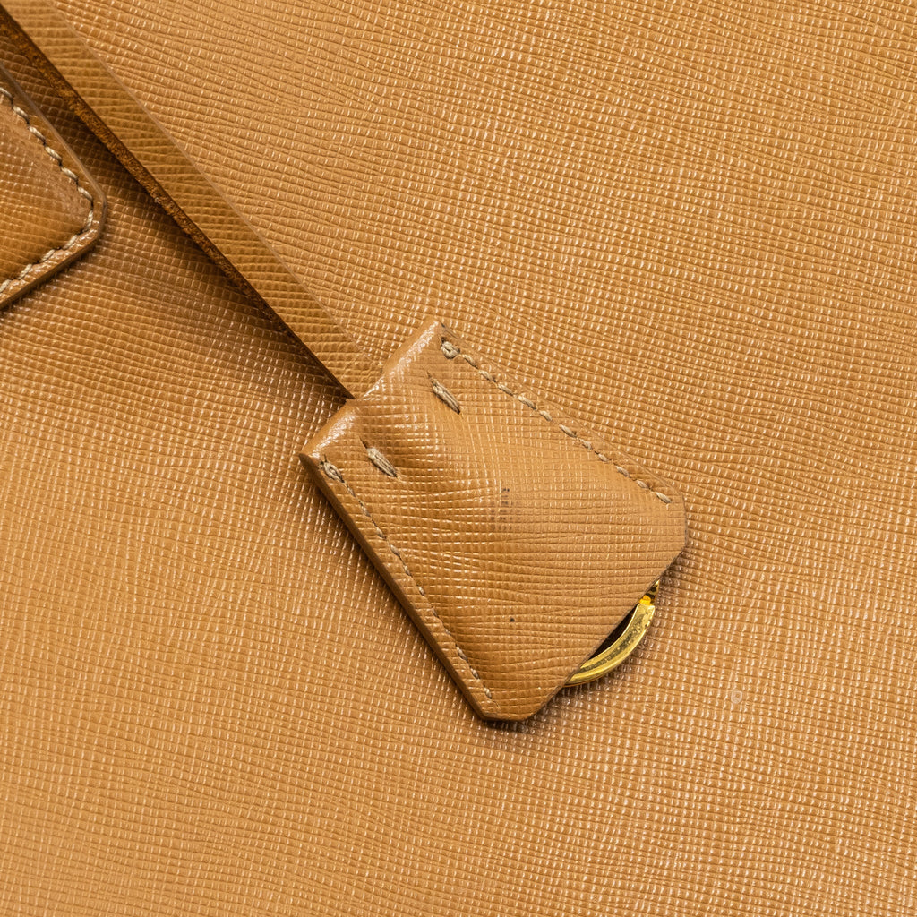 PRADA X LARGE DOUBLE ZIP TOTE BAG SAFFIANO CALFSKIN CARAMEL GHW