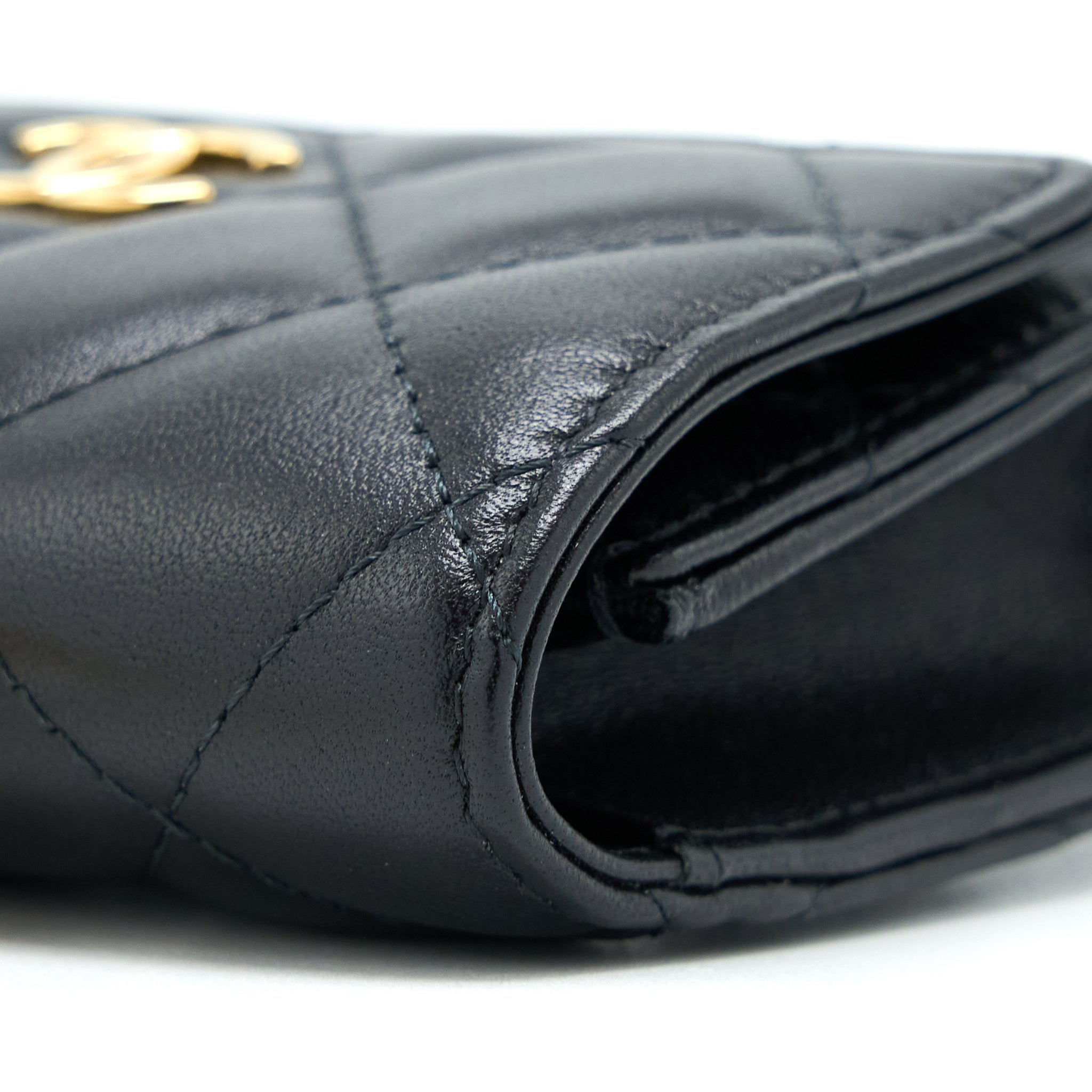 CHANEL JEWEL HOOK CARDHOLDER LAMBSKIN BLACK GHW
