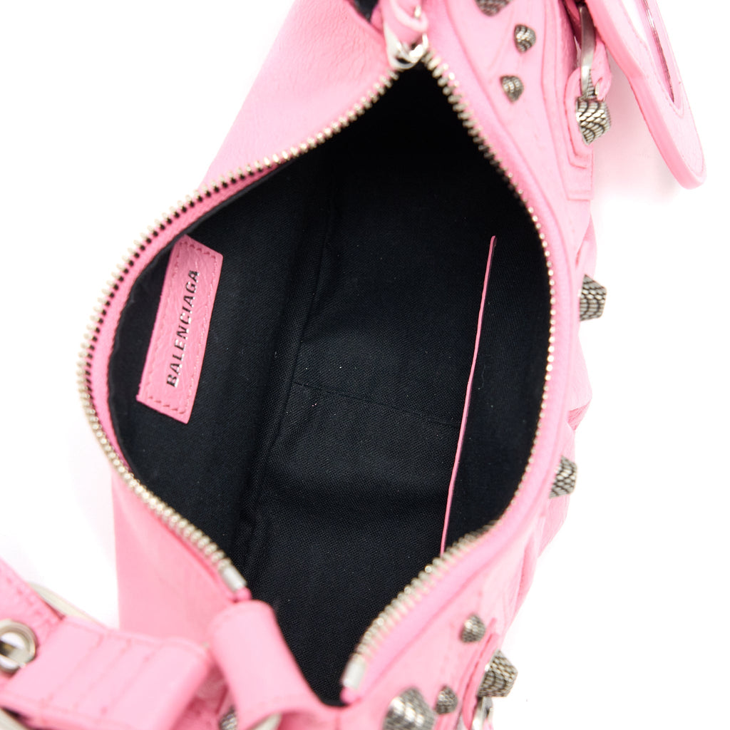 BALENCIAGA LE CAGOLE XS SHOULDER BAG CALFSKIN PINK AGED-SILVER HARDWARE