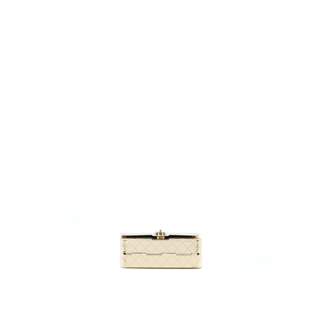 CHANEL MINI EVENING BAG GOLD TONE HAMMERED METAL AND GOLD TONE METAL (MICROCHIP )