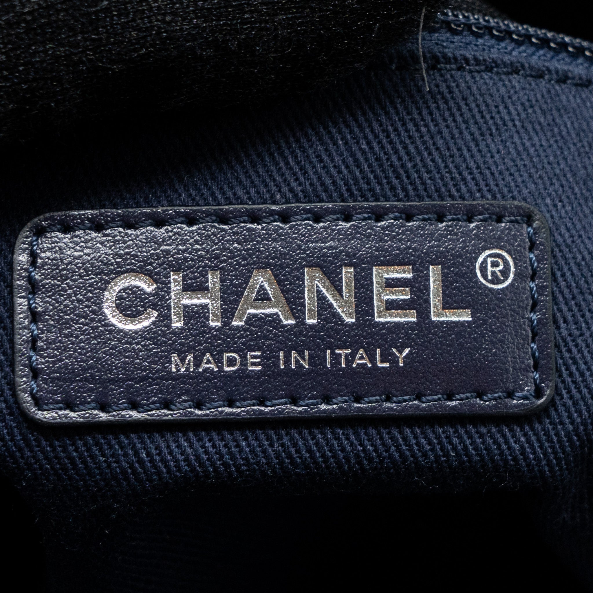 CHANEL DEAUVILLE TOTE BAG CANVAS NAVY SHW(MICROCHIP)