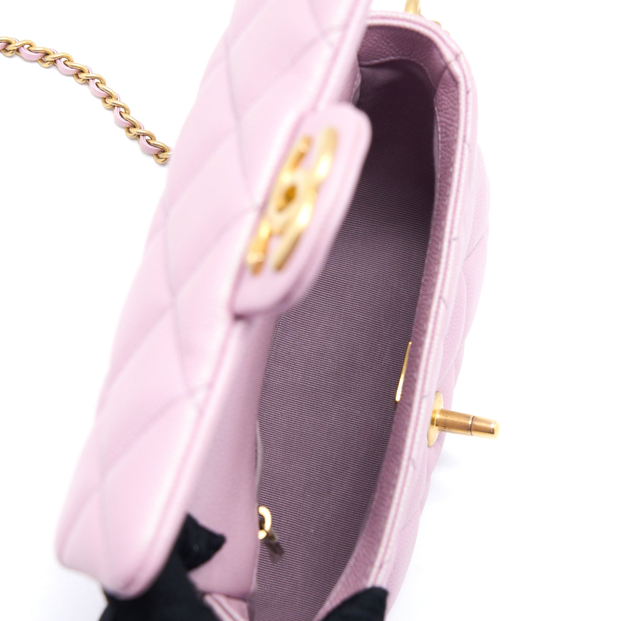 CHANEL 21K MY PERFECT MINI FLAP BAG CAVIAR PINK GHW (MICROCHIP)