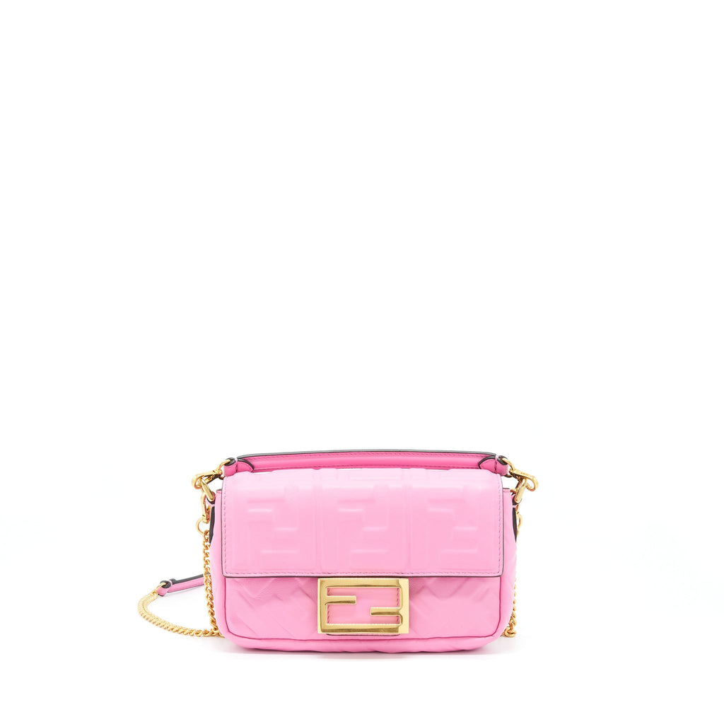 FENDI MINI BAGUETTE LAMBSKIN PINK GHW