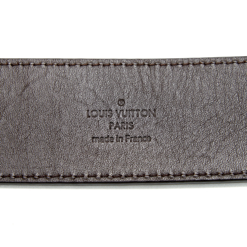 LOUIS VUITTON INITIALES BELT DAMIER EBENE CANVAS BROWN 95CM