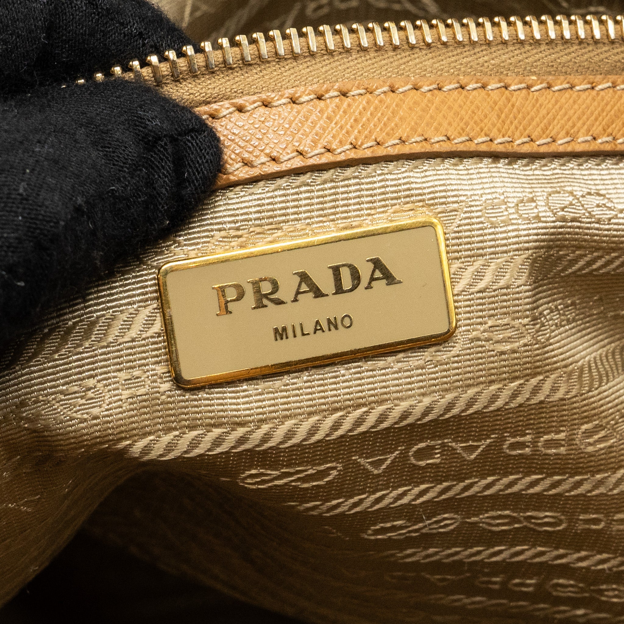 PRADA X LARGE DOUBLE ZIP TOTE BAG SAFFIANO CALFSKIN CARAMEL GHW