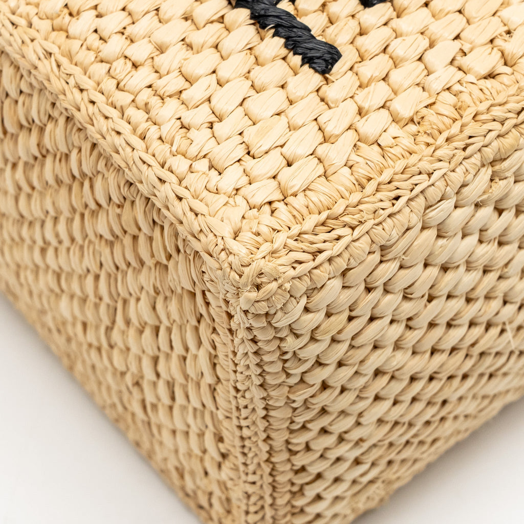 LOEWE SMALL FONT TOTE BAG RAFFIA/CALFSKIN NATURAL GHW