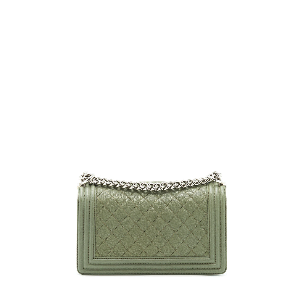 CHANEL MEDIUM BOY BAG CAVIAR LIGHT GREEN LGHW