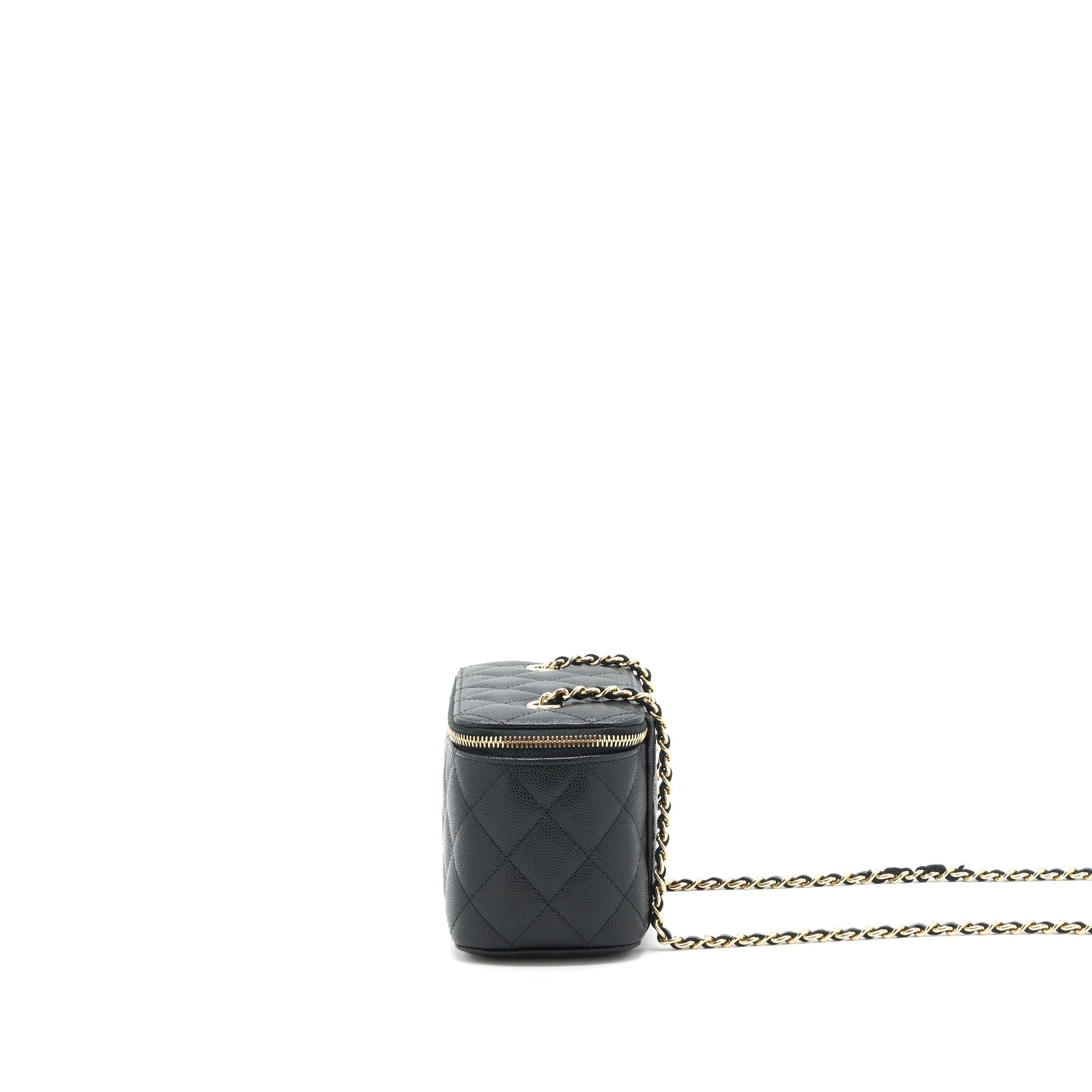 CHANEL CAVIAR LONG VANITY CASE WITH CHAIN CAVIAR BLACK LGHW