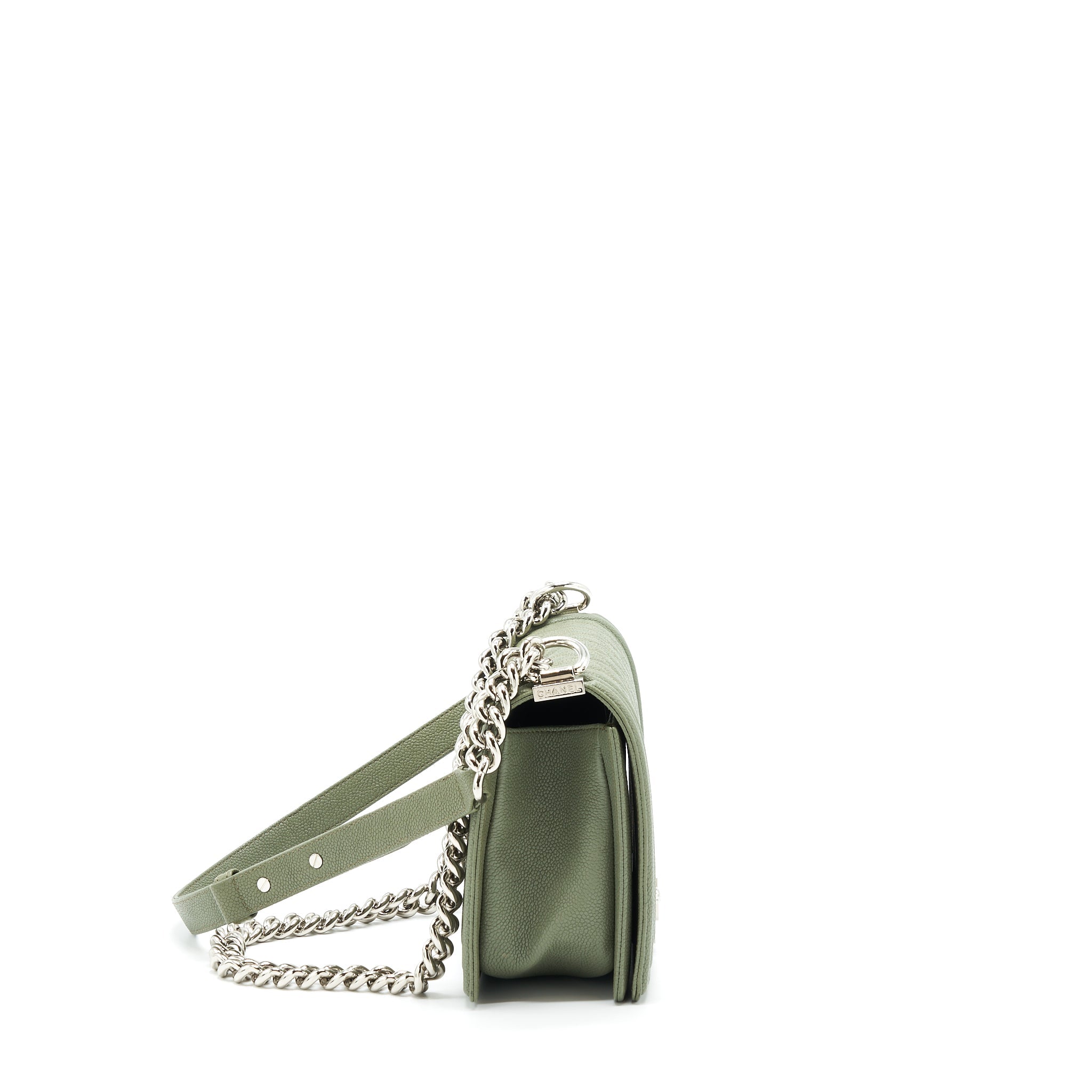 CHANEL MEDIUM BOY BAG CAVIAR LIGHT GREEN LGHW