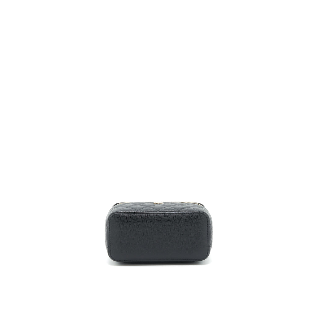 CHANEL CAVIAR LONG VANITY CASE WITH CHAIN CAVIAR BLACK LGHW