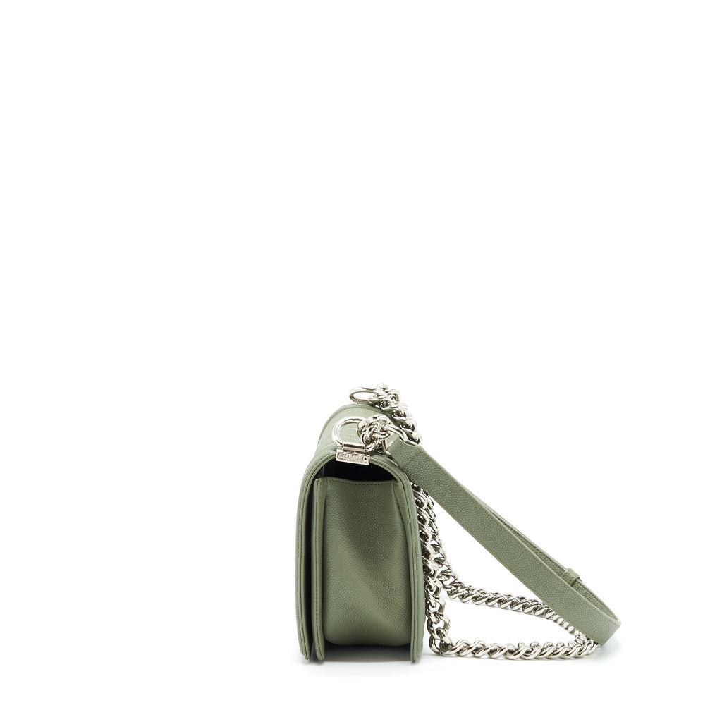 CHANEL MEDIUM BOY BAG CAVIAR LIGHT GREEN LGHW