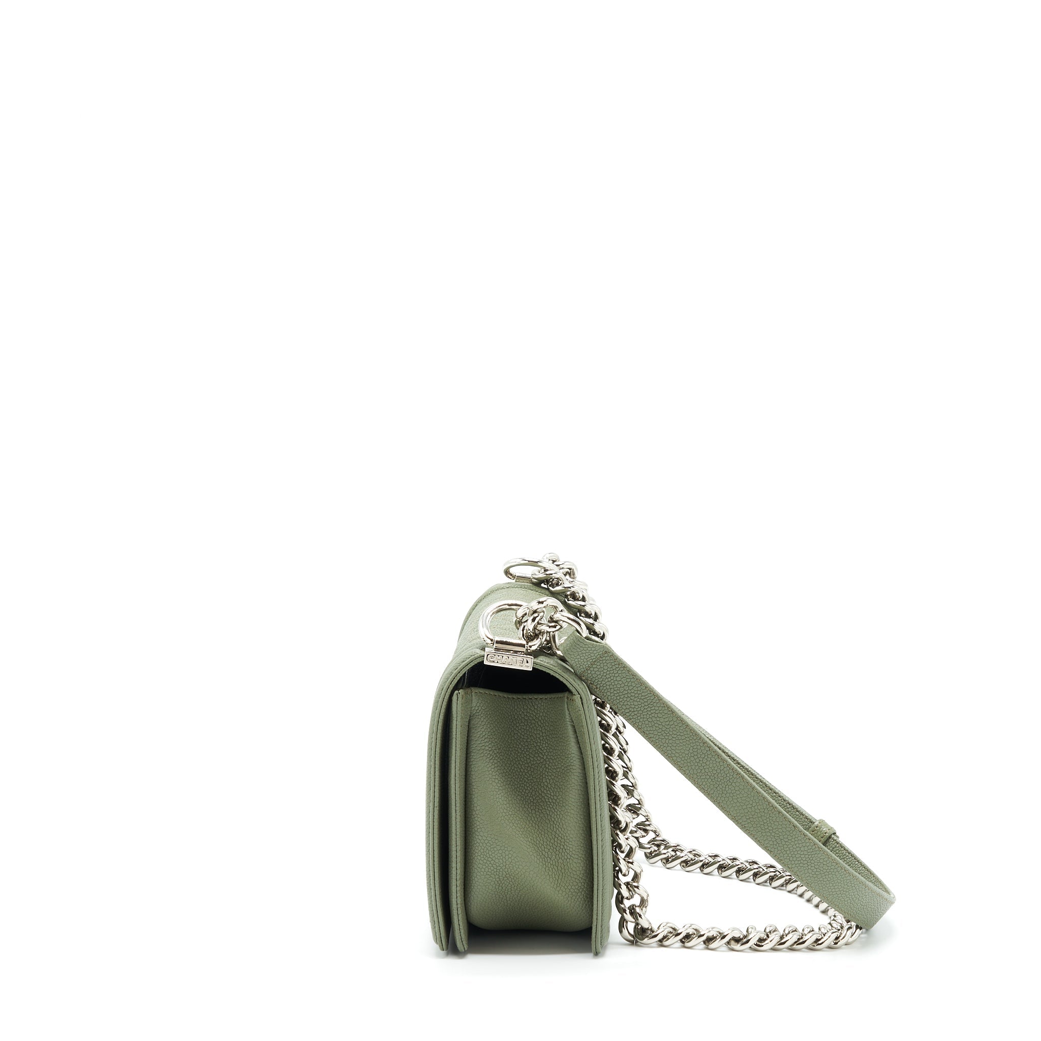 CHANEL MEDIUM BOY BAG CAVIAR LIGHT GREEN LGHW
