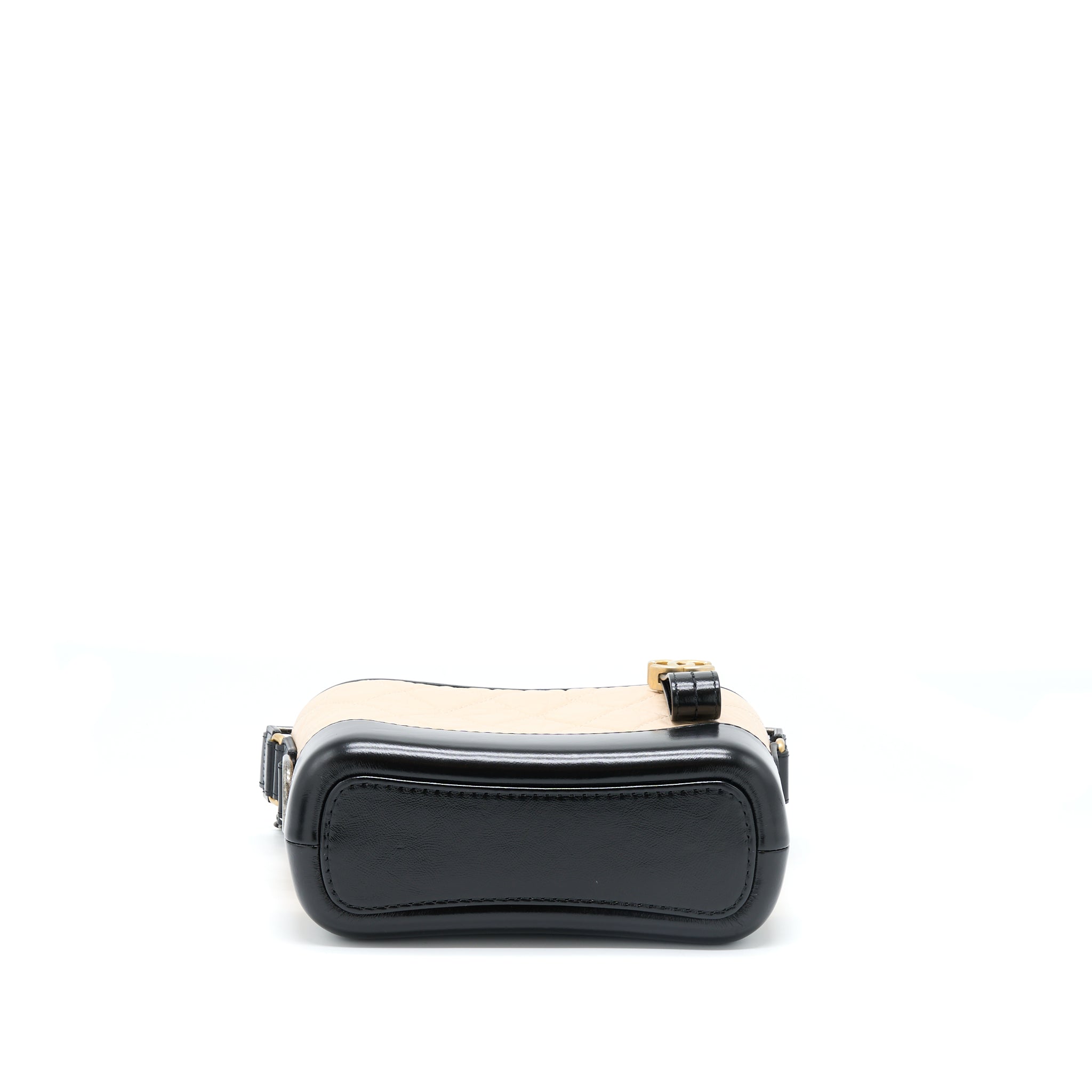 CHANEL SMALL GABRIELLE HOBO BAG AGED CALFSKIN LIGHT BEIGE/BLACK MULTICOLOUR HARDWARE