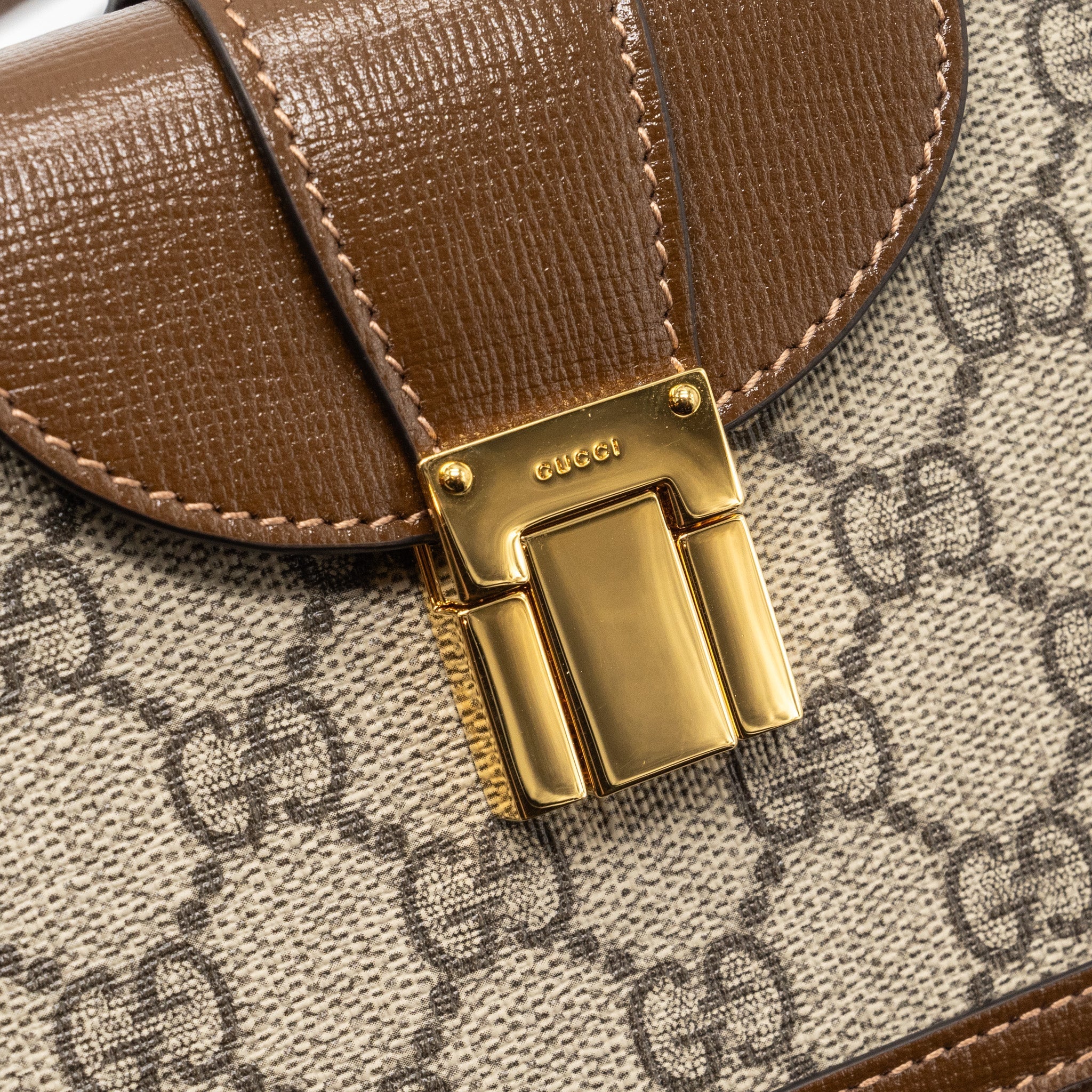 GUCCI MINI BAG WITH INTERLOCKING G GG SUPREME CANVAS/ LEATHER GHW