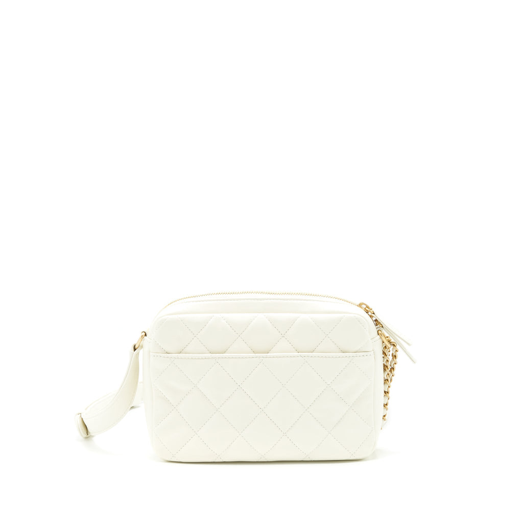 CHANEL 22C CAMERA BAG CALFSKIN WHITE GHW (MICROCHIP)