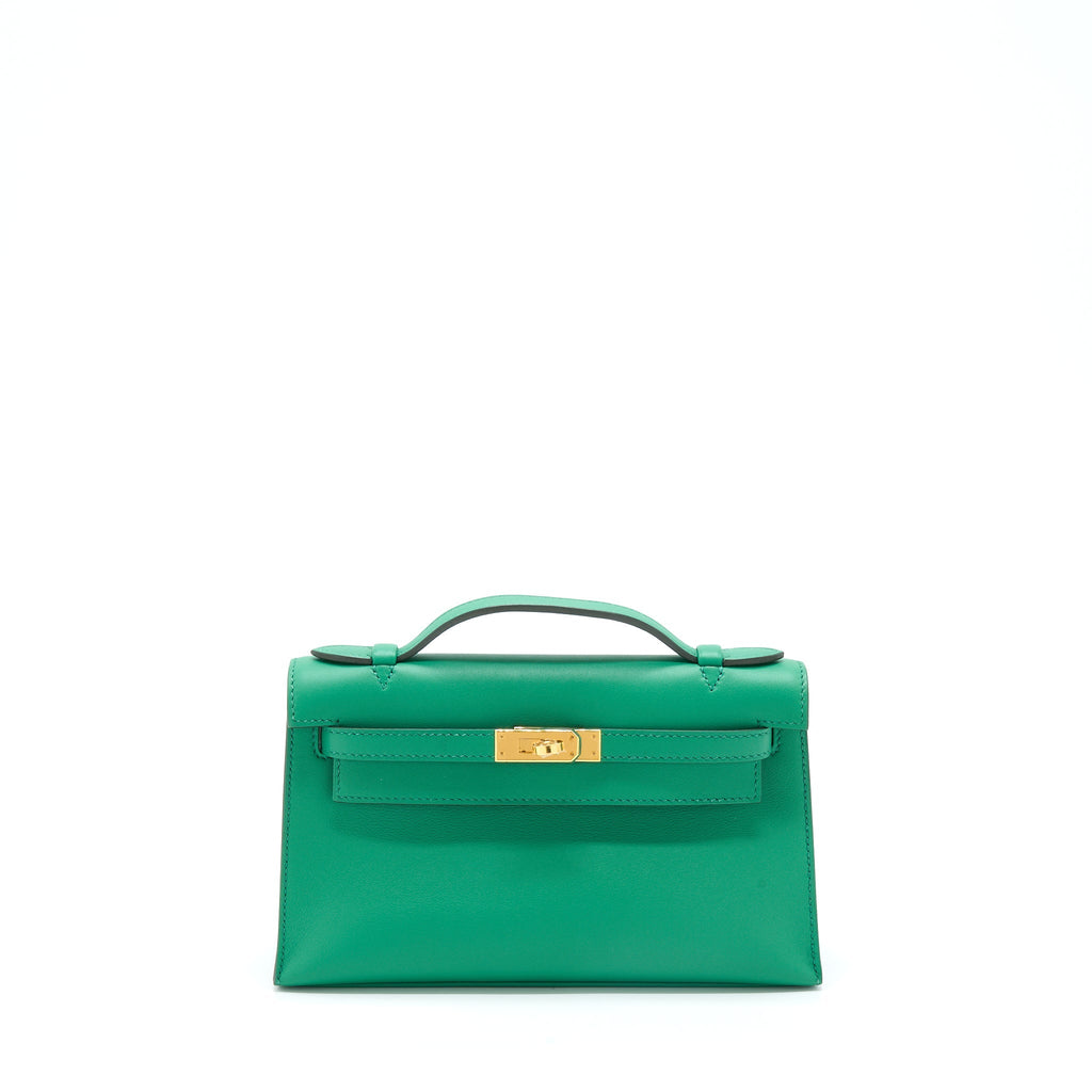 HERMES KELLY POCHETTE SWIFT U4 VERT VERTIGO GHW