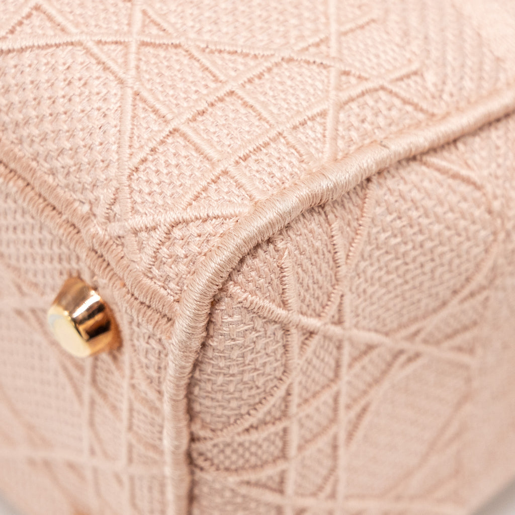 DIOR MEDIUM LADY D-LITE BAG CANNAGE EMBROIDERY ROSEWOOD PINK HARDWARE