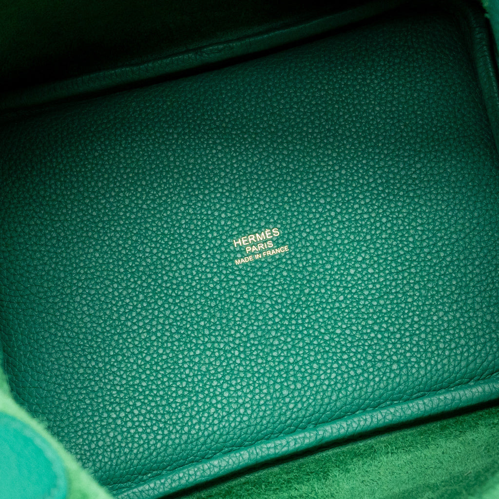 HERMES PICOTIN 18 LOCK BAG TAURILLON MAURICE VERT JADE GHW