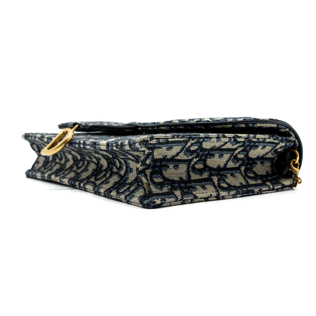 DIOR SADDLE POUCH BLUE DIOR OBLIQUE JACQUARD CANVAS GHW
