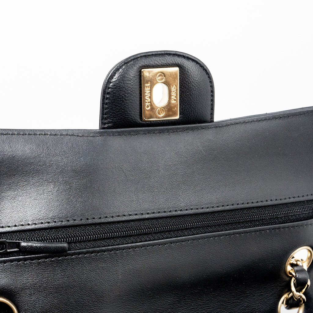 CHANEL SMALL CLASSIC FLAP BAG CHEVRON LAMBSKIN BLACK LGHW