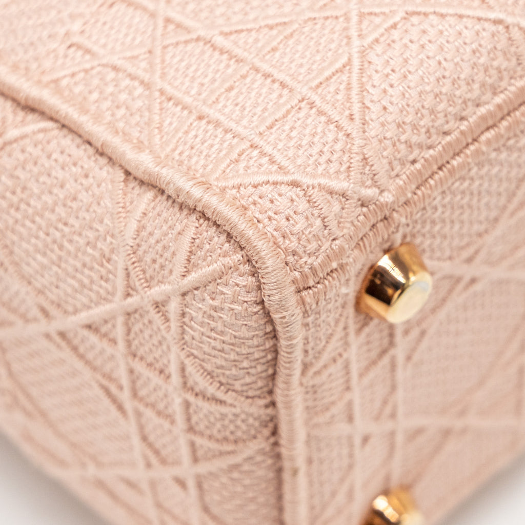 DIOR MEDIUM LADY D-LITE BAG CANNAGE EMBROIDERY ROSEWOOD PINK HARDWARE