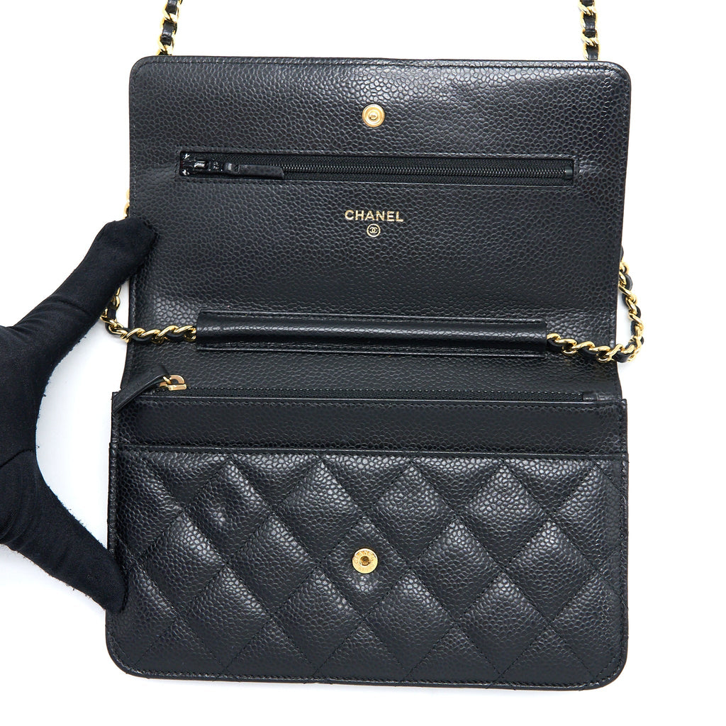CHANEL CLASSIC WALLET ON CHAIN CAVIAR BLACK GHW