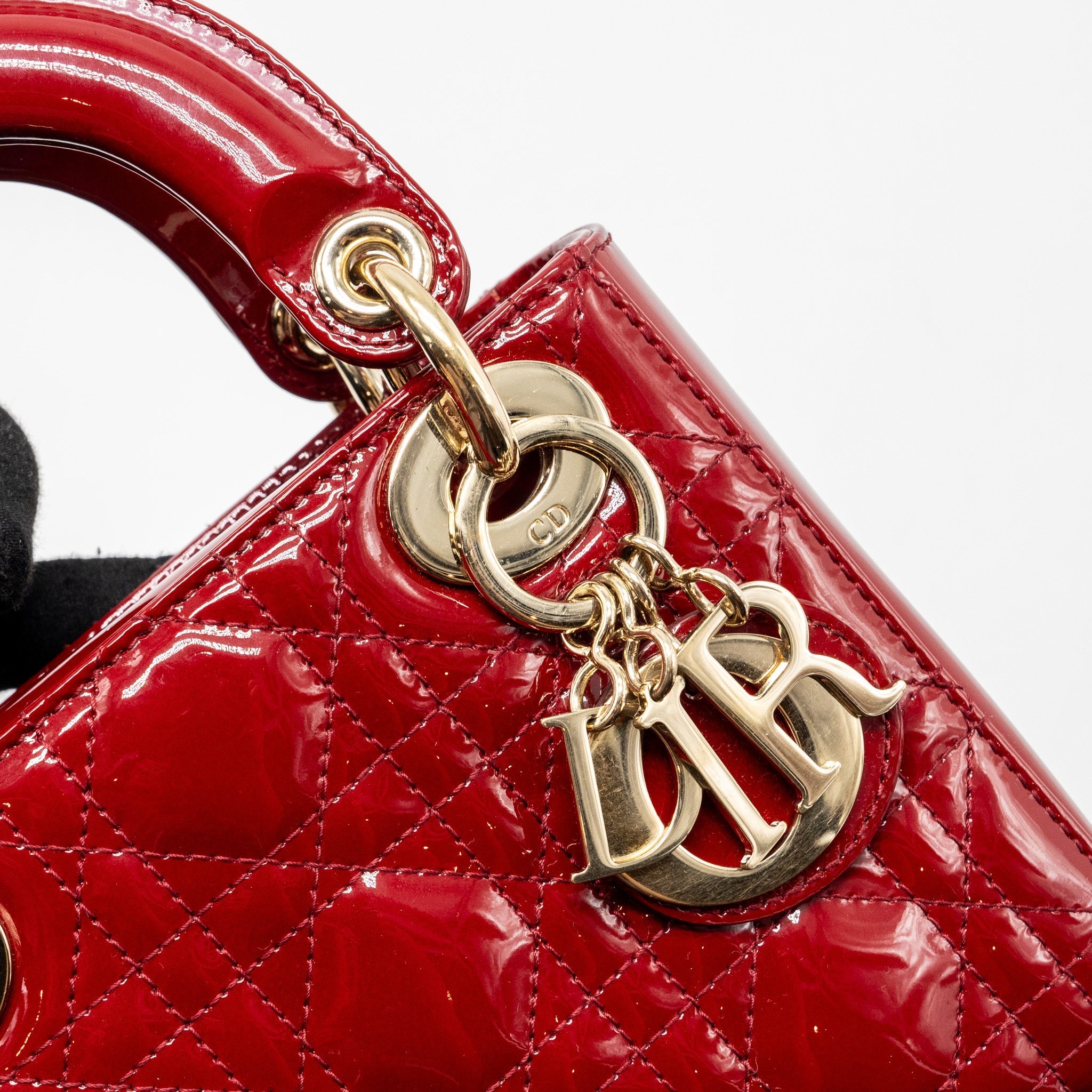 DIOR MINI LADY DIOR PATENT RED LGHW