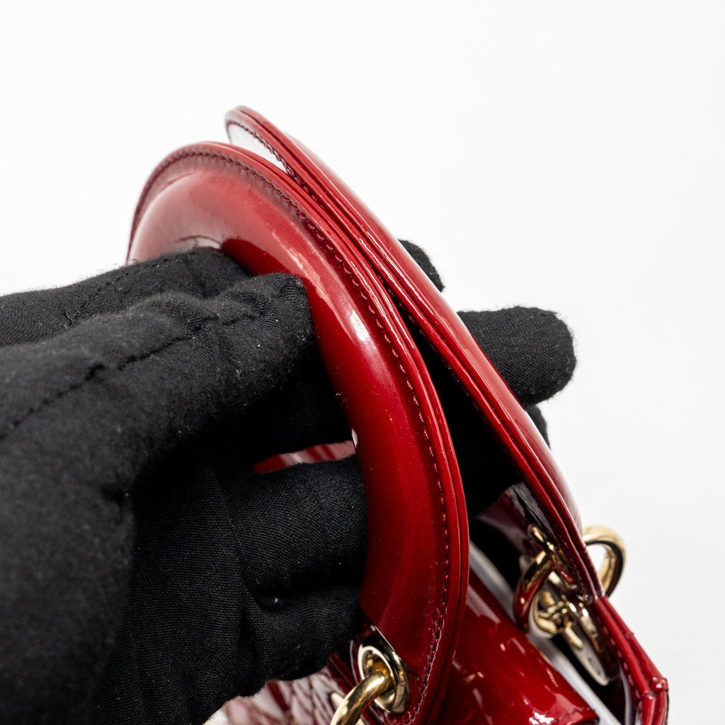 DIOR MINI LADY DIOR PATENT RED LGHW