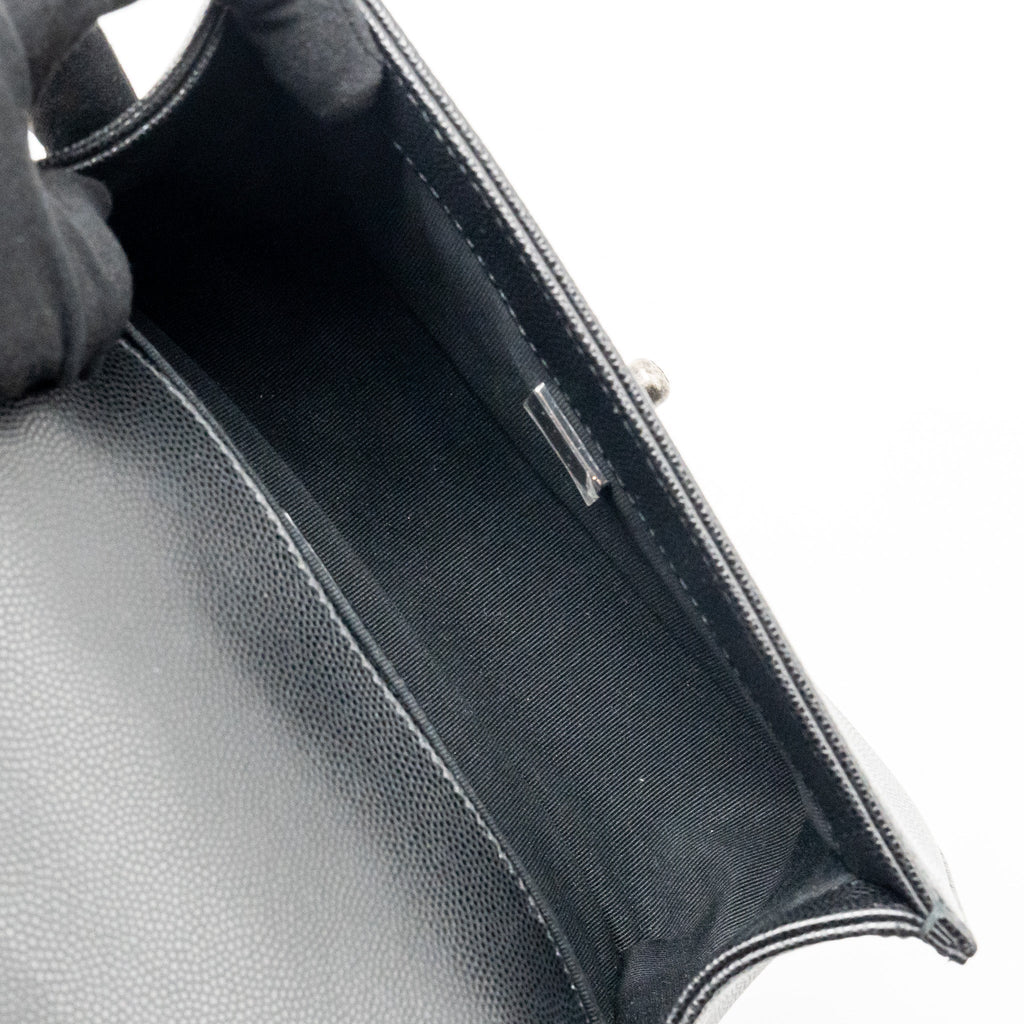 CHANEL SMALL BOY BAG CAVIAR BLACK SHW (MICROCHIP)