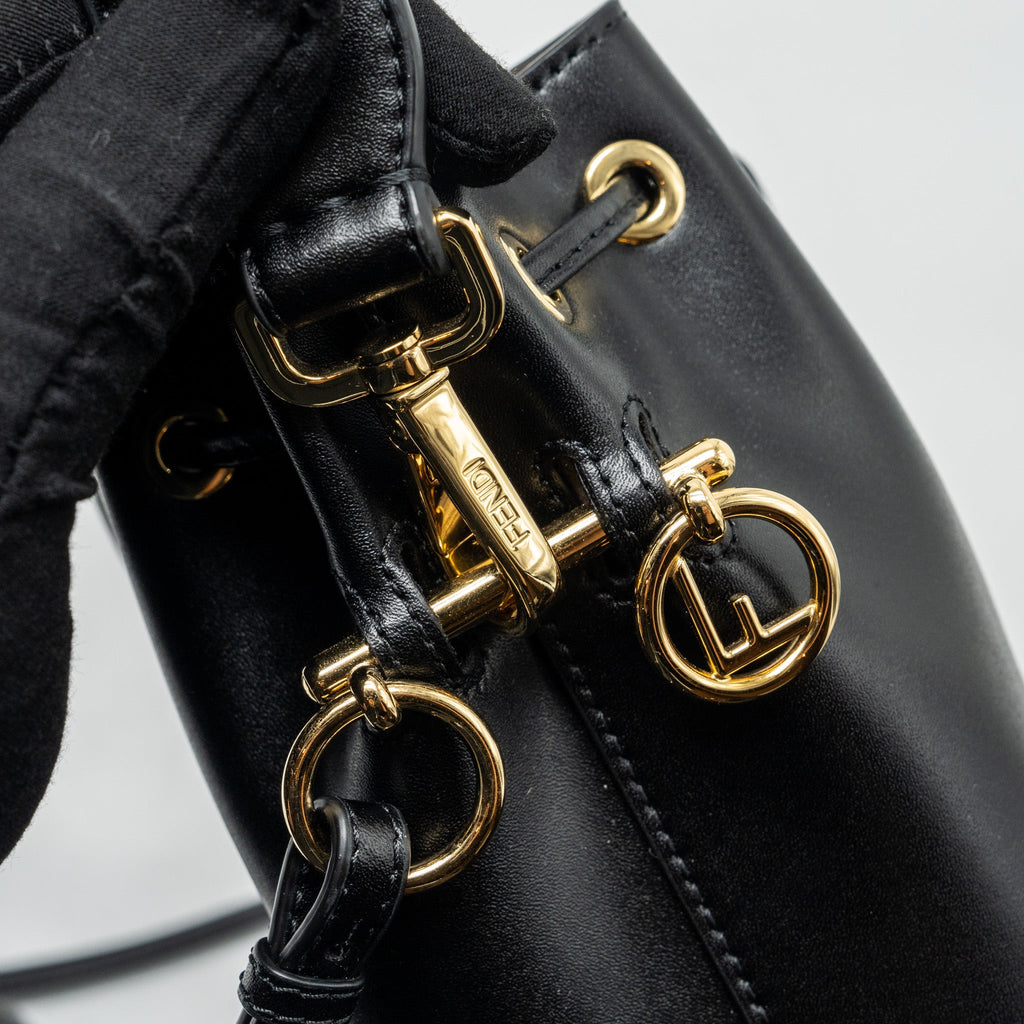 FENDI MINI MON TRESOR BUCKET BAG CALFSKIN BLACK GHW