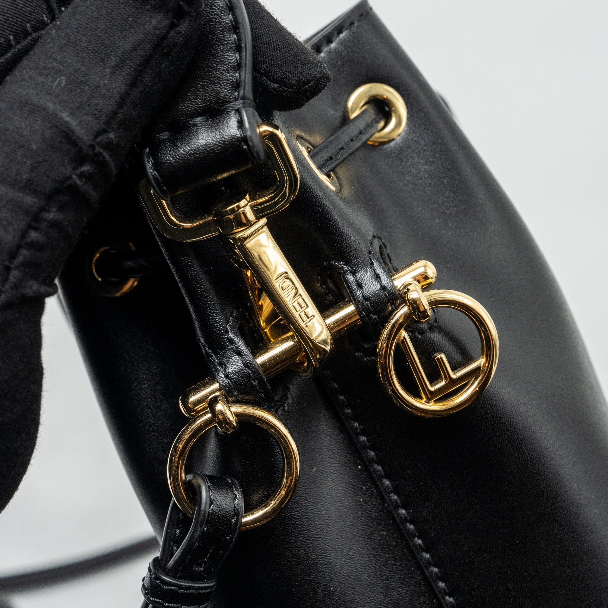 FENDI MINI MON TRESOR BUCKET BAG CALFSKIN BLACK GHW