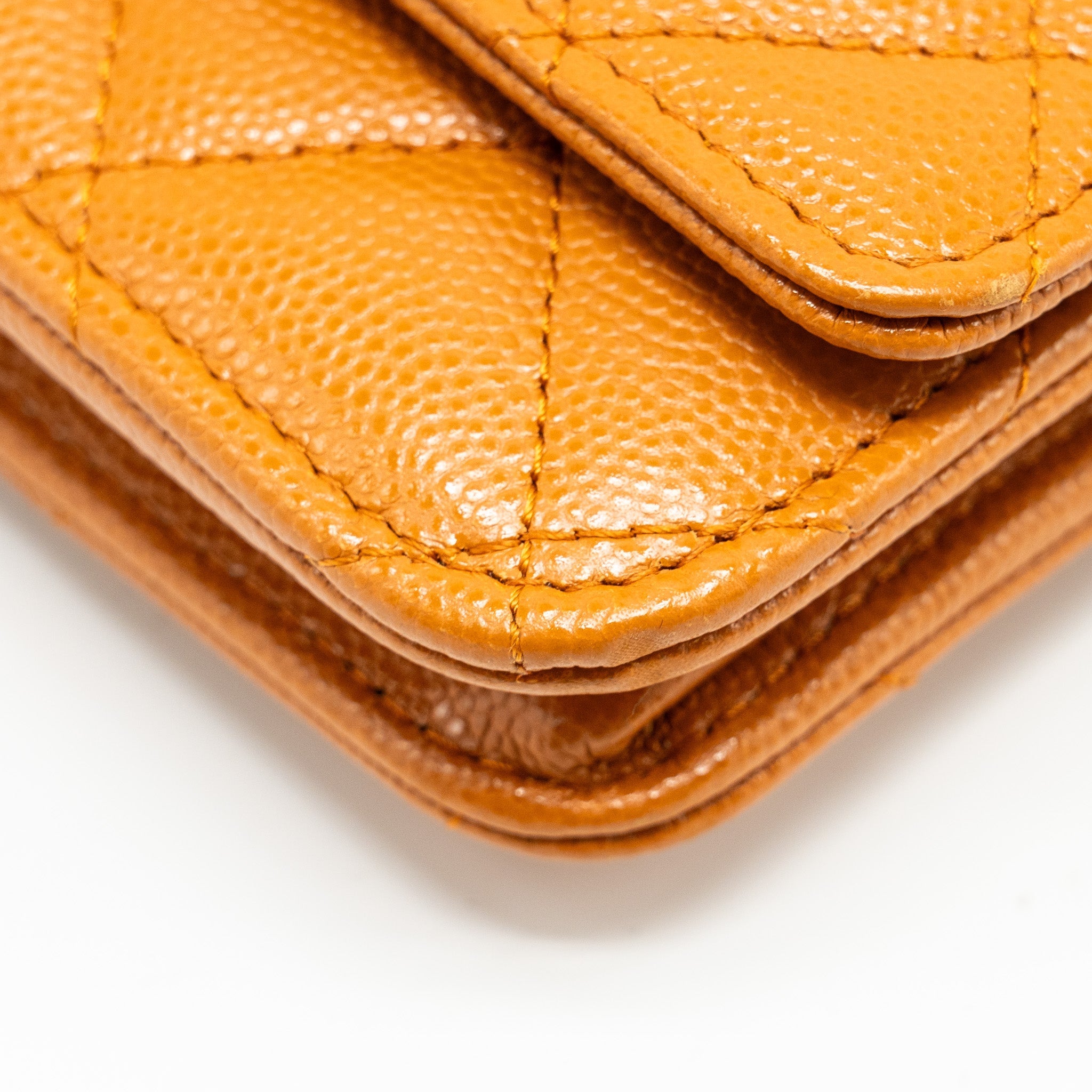 CHANEL CLASSIC WALLET ON CHAIN CAVIAR LIGHT BROWN LGHW (MICROCHIP)