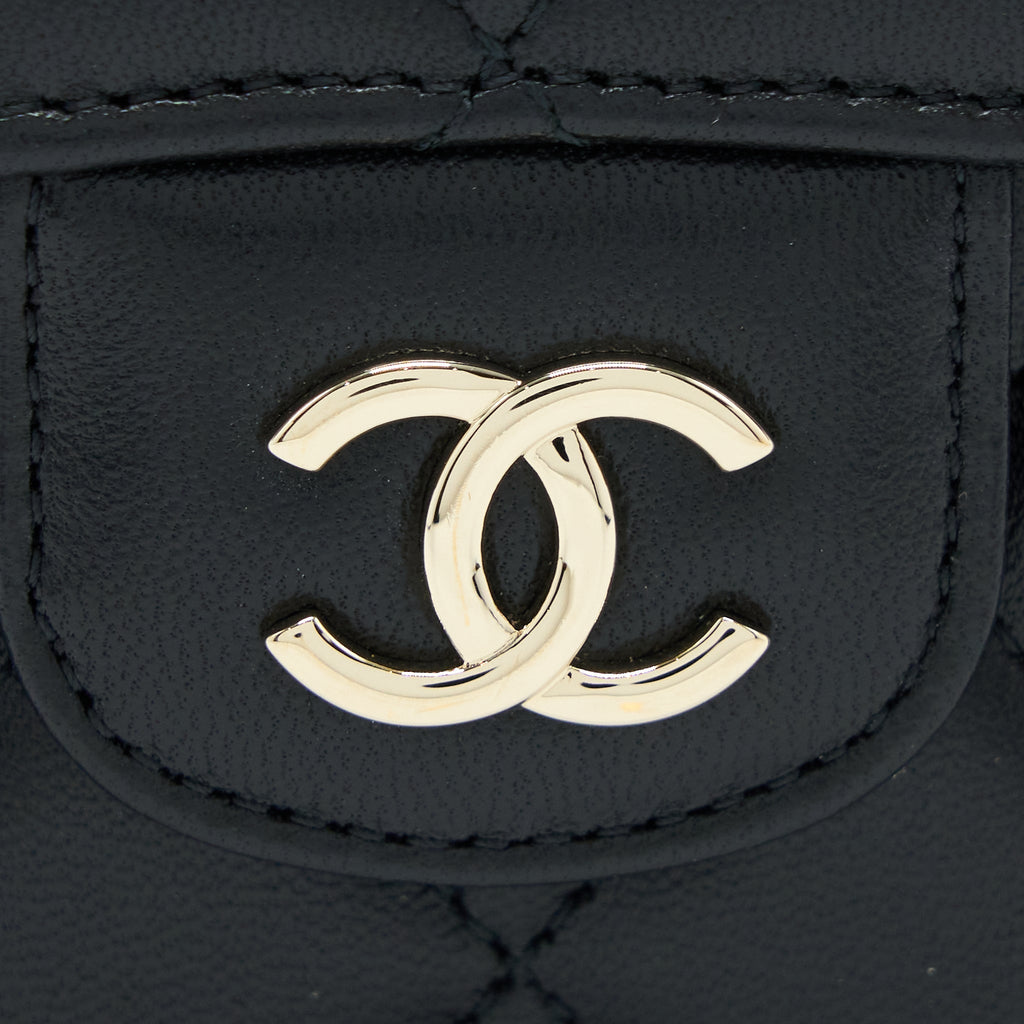 CHANEL TOP HANDLE MINI FLAP BAG LAMBSKIN BLACK LGHW