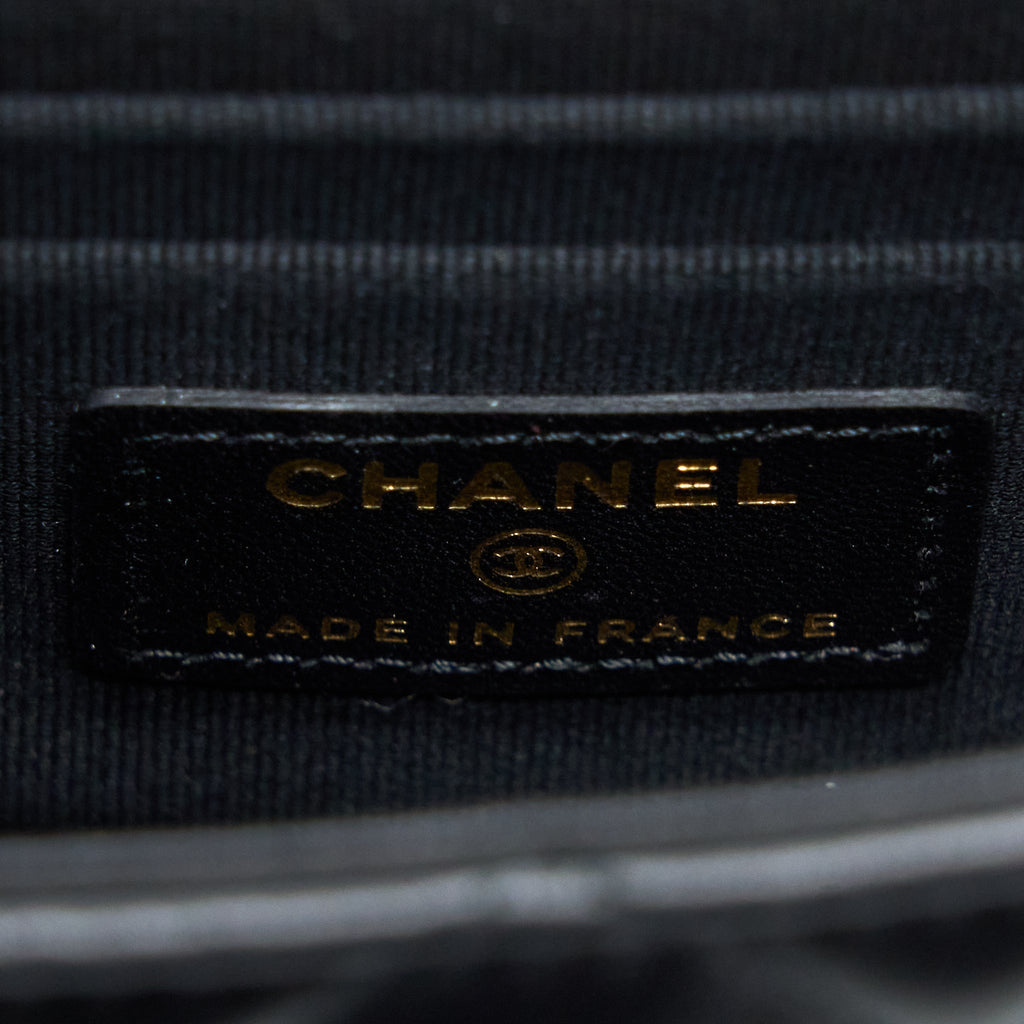CHANEL TOP HANDLE MINI FLAP BAG LAMBSKIN BLACK LGHW