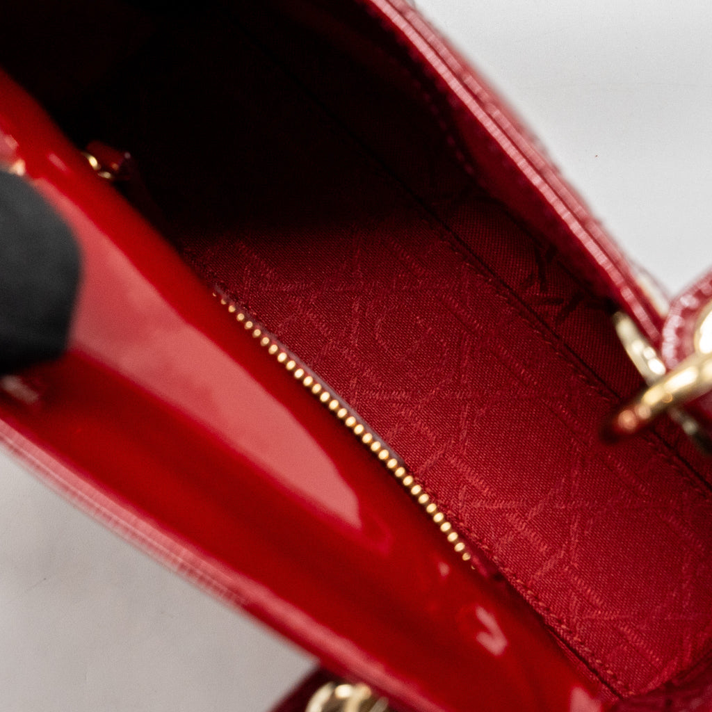 DIOR MINI LADY DIOR PATENT RED LGHW