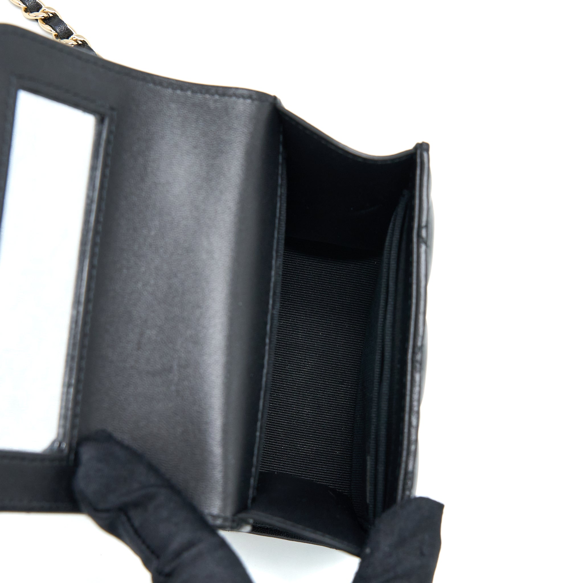 CHANEL TOP HANDLE MINI FLAP BAG LAMBSKIN BLACK LGHW