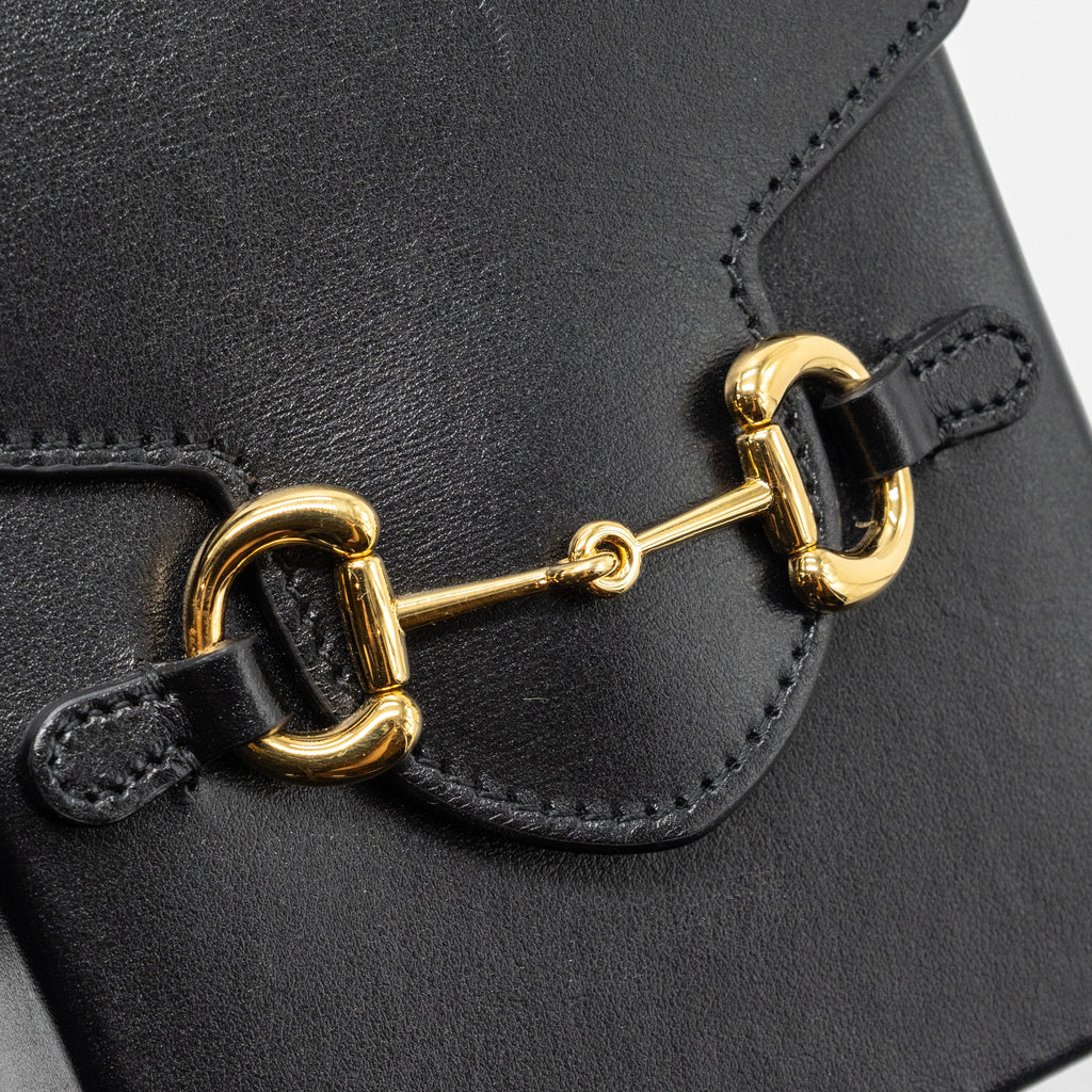 GUCCI 1955 HORSEBIT 1955 CROSSBODY BAG CALFSKIN BLACK GHW