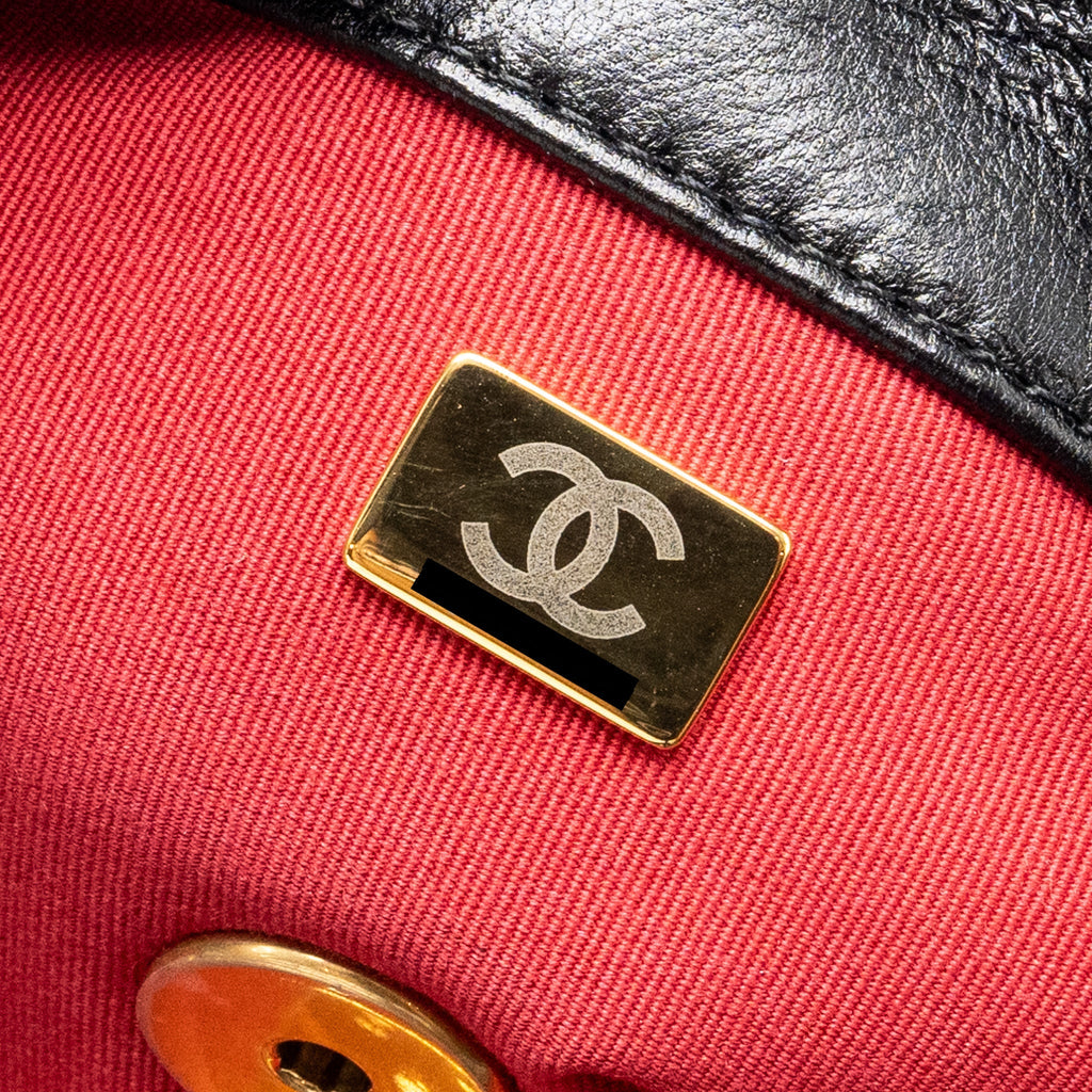 CHANEL MEDIUM 19 BAG LAMBSKIN BLACK MULTICOLOURED HARDWARE(MICROCHIP)