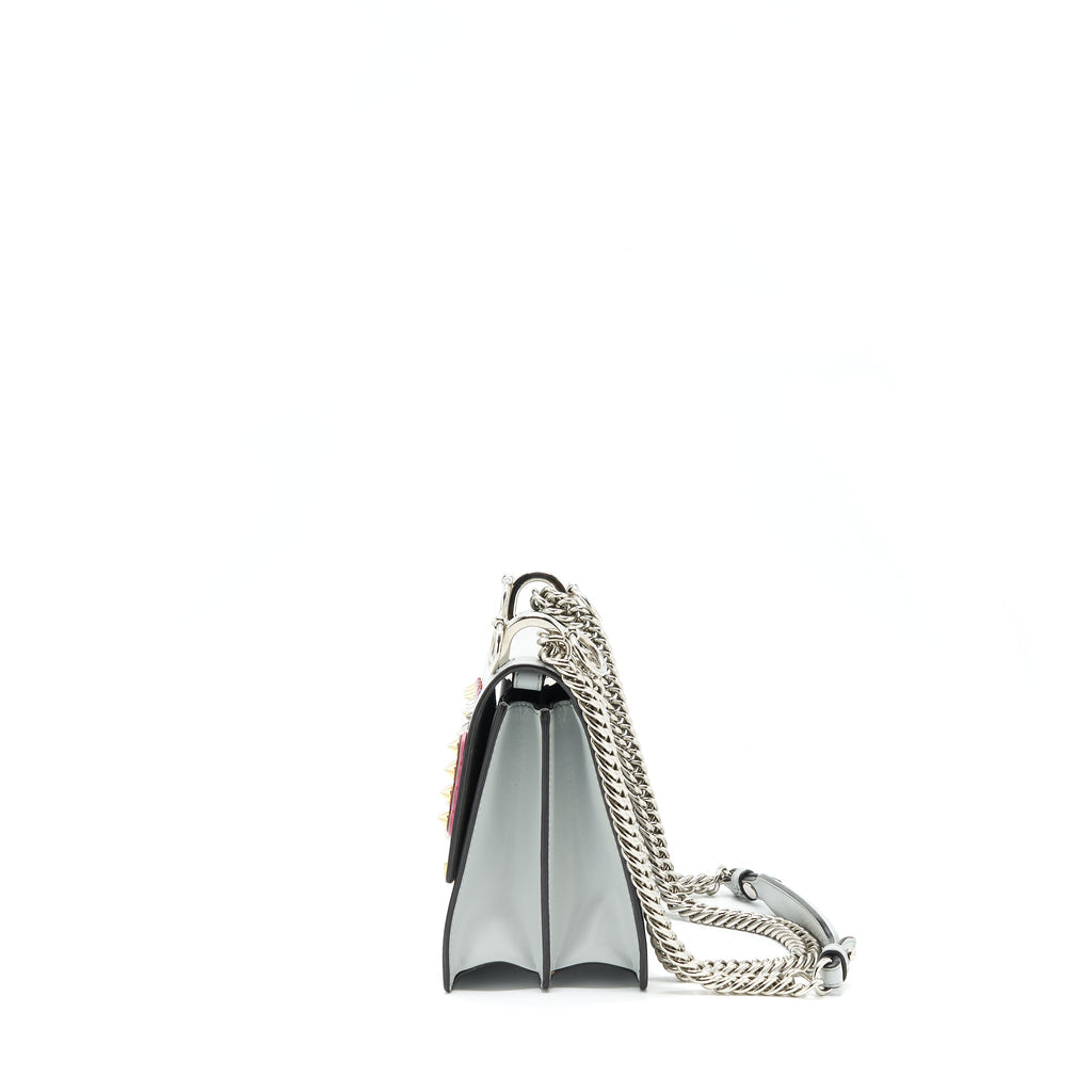 FENDI KAN I STUDDED SHOULDER BAG LIGHT BLUE/MULTICOLOUR SHW