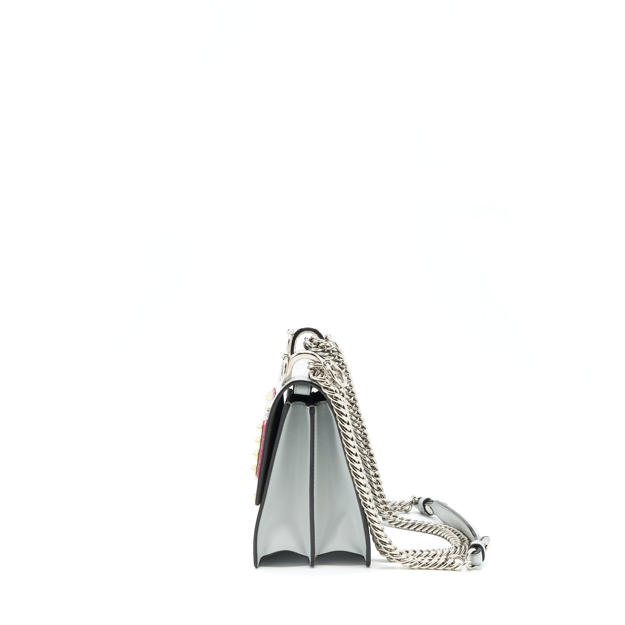 FENDI KAN I STUDDED SHOULDER BAG LIGHT BLUE/MULTICOLOUR SHW