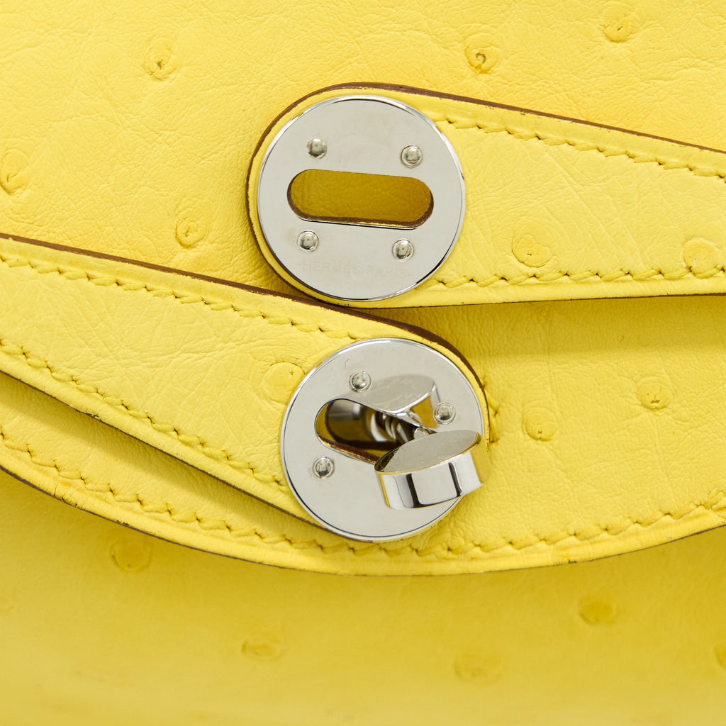 HERMES MINI LINDY OSTRICH JAUNE CITRON SHW