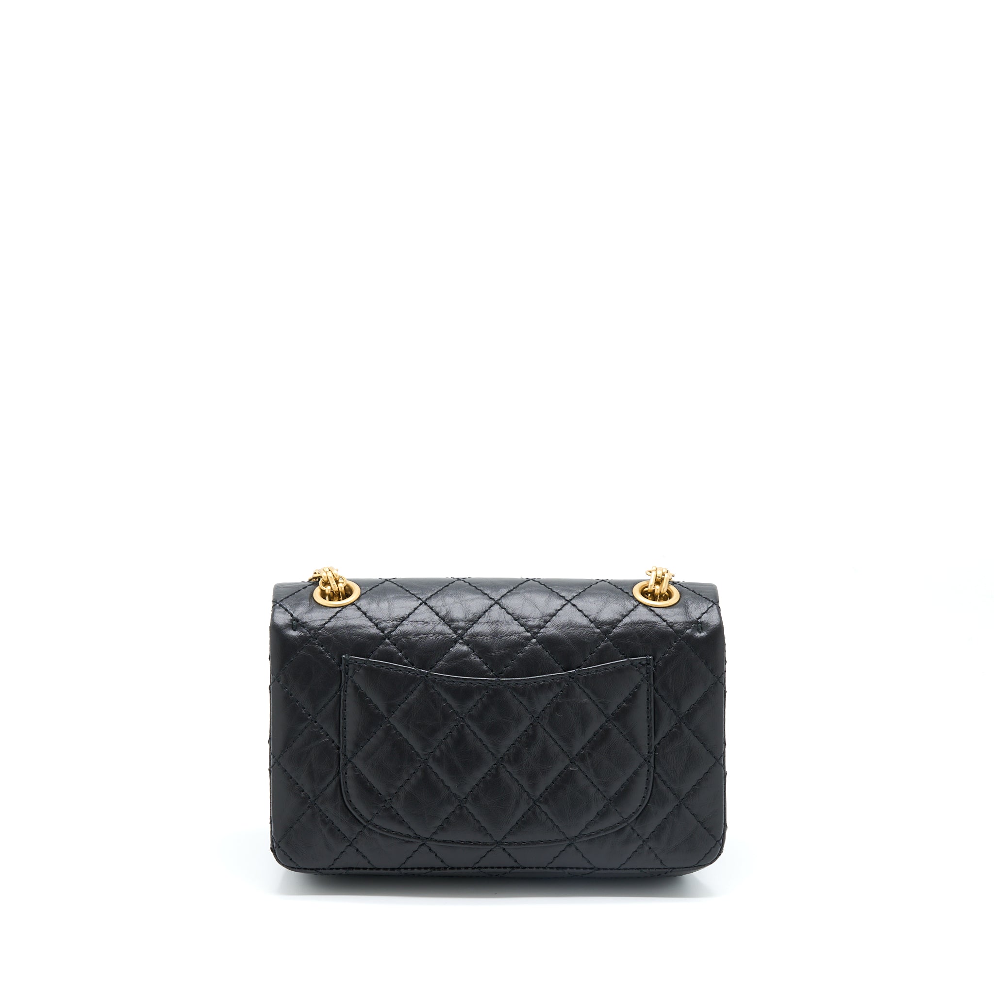 CHANEL MINI 2.55 REISSUE FLAP BAG AGED CALFSKIN BLACK GHW (MICROCHIP)