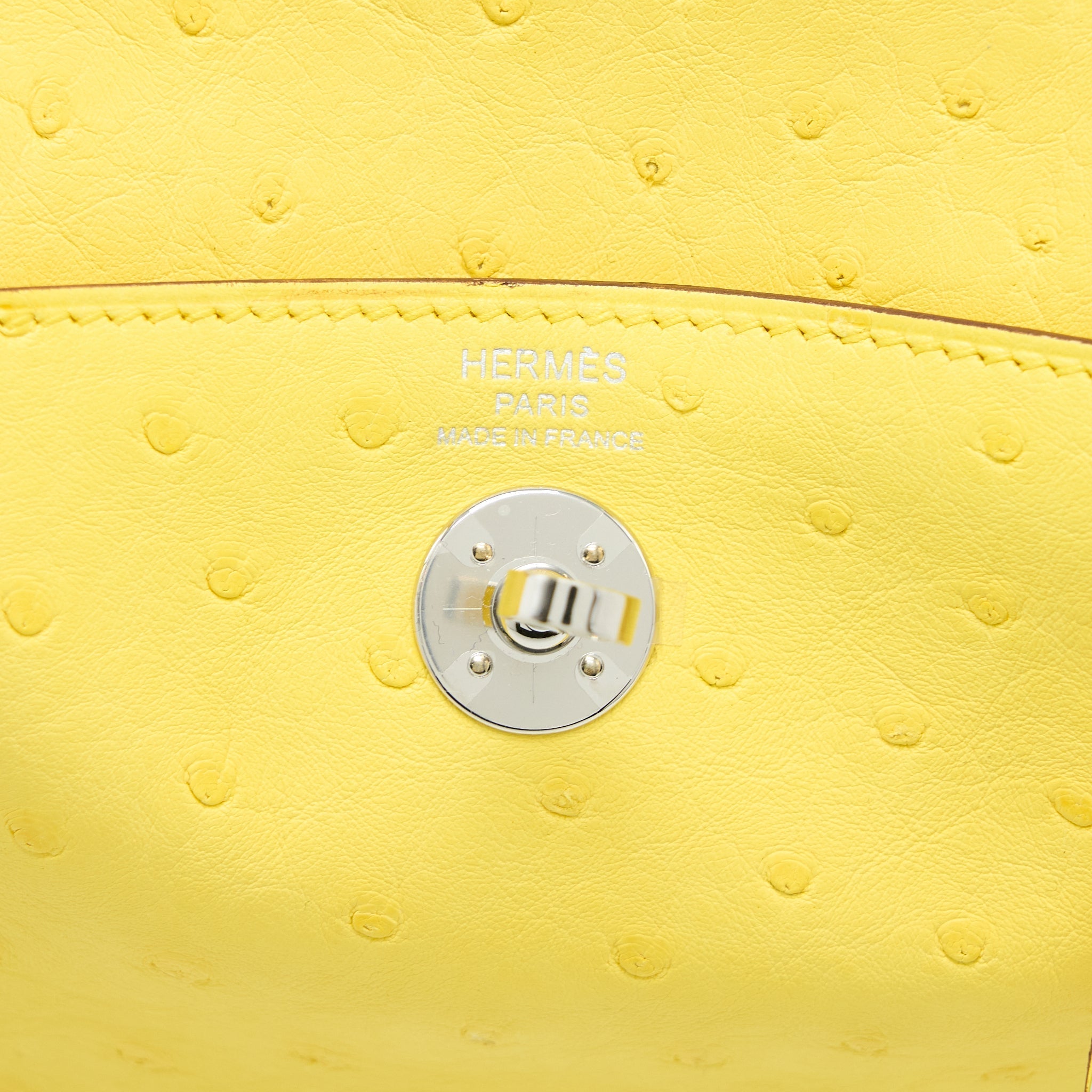 HERMES MINI LINDY OSTRICH JAUNE CITRON SHW
