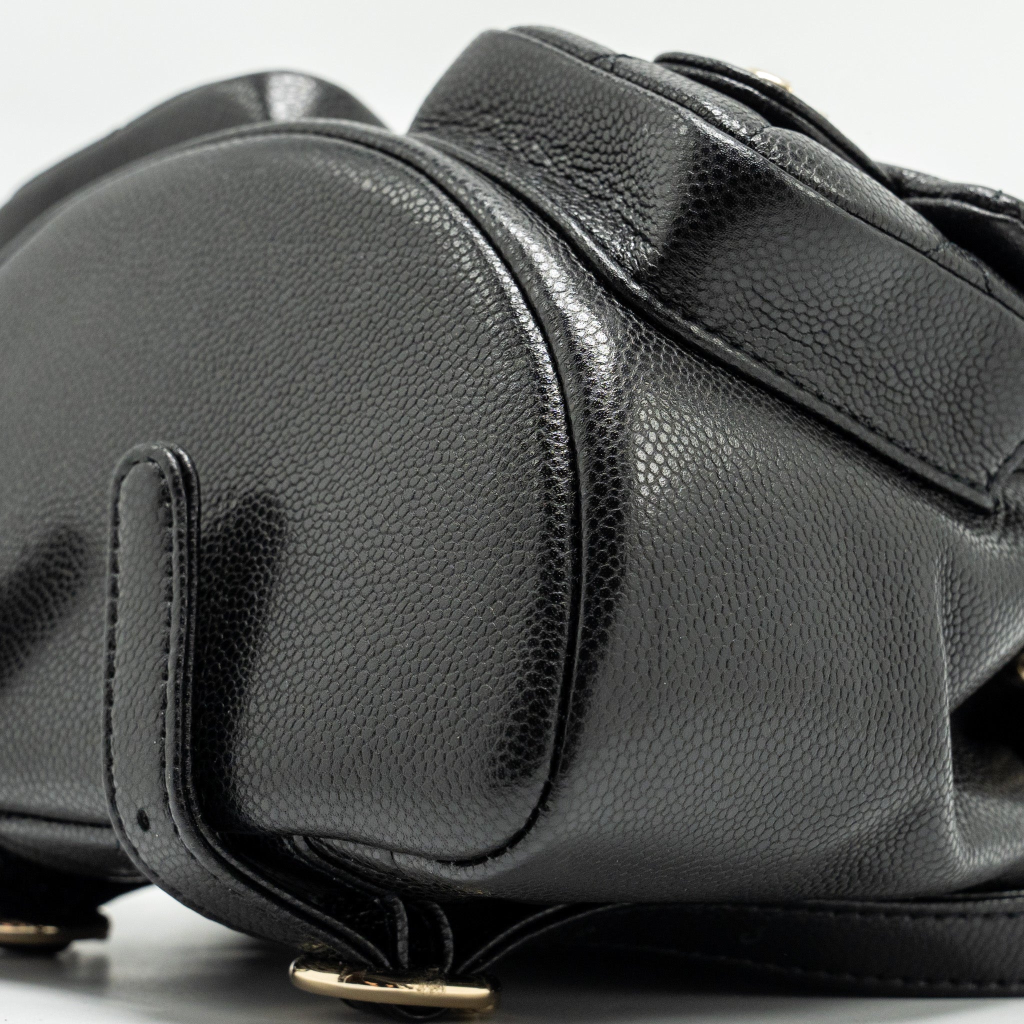 CHANEL 24A MINI DUMA BACKPACK GRAINED CALFSKIN BLACK LGHW (MICROCHIP)