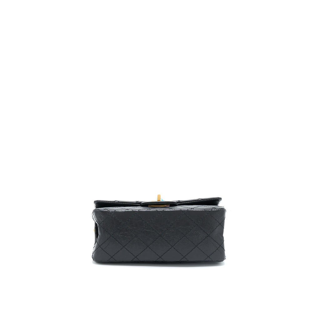 CHANEL MINI 2.55 REISSUE FLAP BAG AGED CALFSKIN BLACK GHW (MICROCHIP)