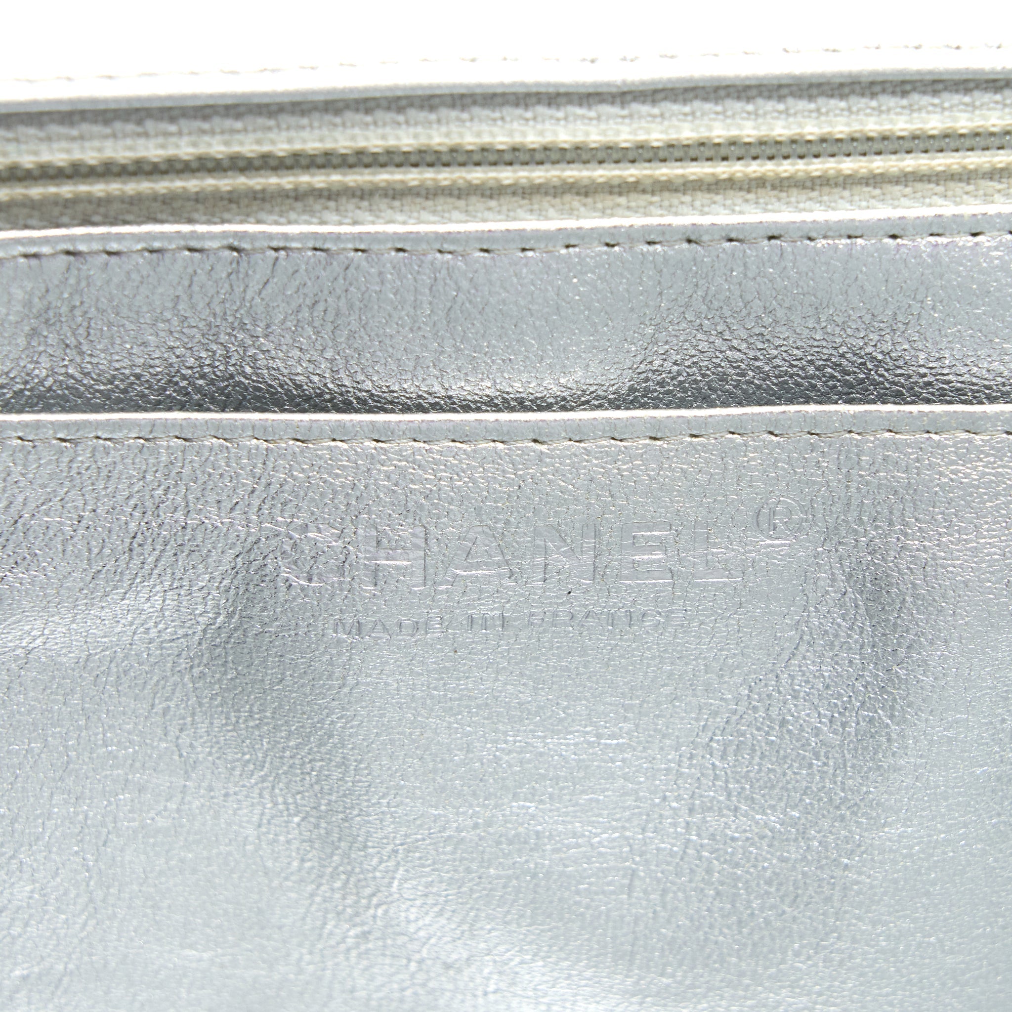 CHANEL MAXI CLASSIC SINGLE FLAP BAG LAMBSKIN SILVER SHW