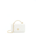 CHANEL 22S LOGO TOP HANDLE WALLET ON CHAIN CAVIAR WHITE GHW